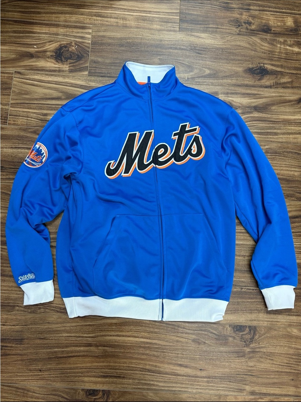 Stitches New York Mets MLB vintage embroidered track zip-up jacket, size medium